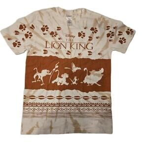 Disney The Lion King T-shirt White Orange Size Small Tie Dye Tribal Theme